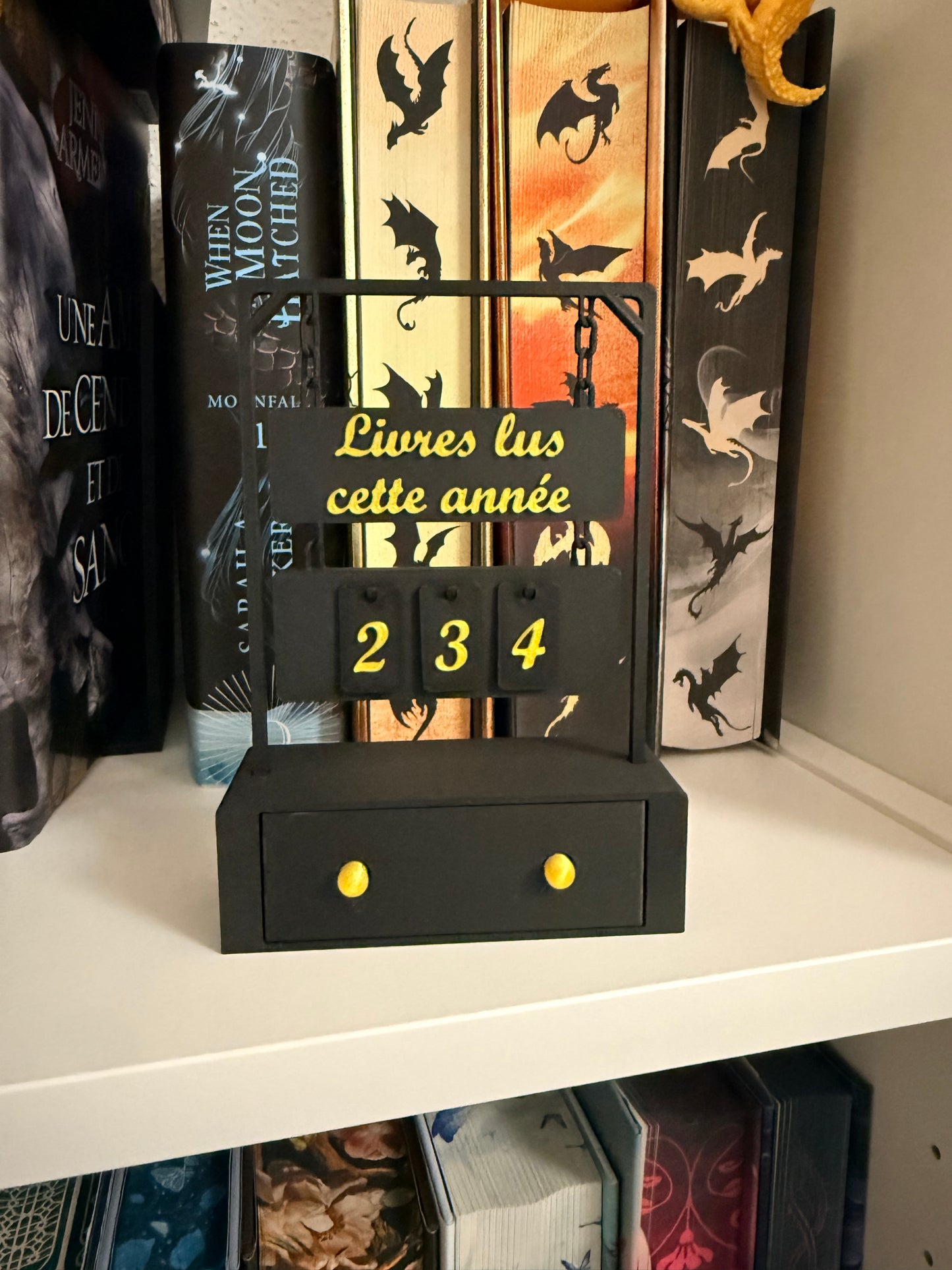 Le Compteur de Livres – "Livres lus cette année" - Noir et Doré