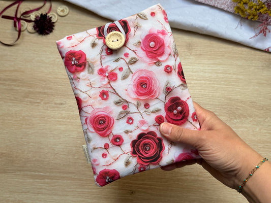 Pochette à Liseuse - Rose sur Borderie