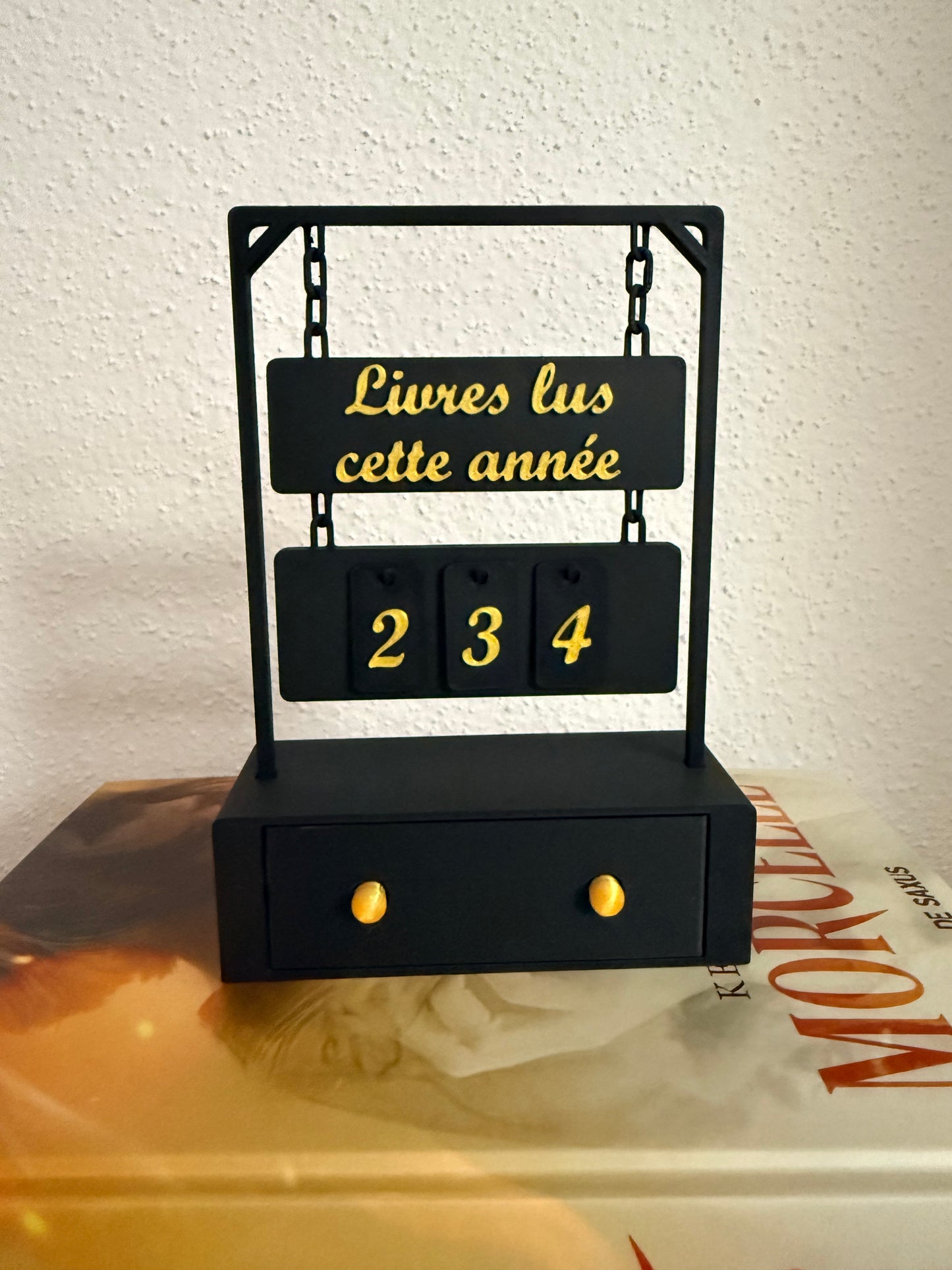 Le Compteur de Livres – "Livres lus cette année" - Noir et Doré