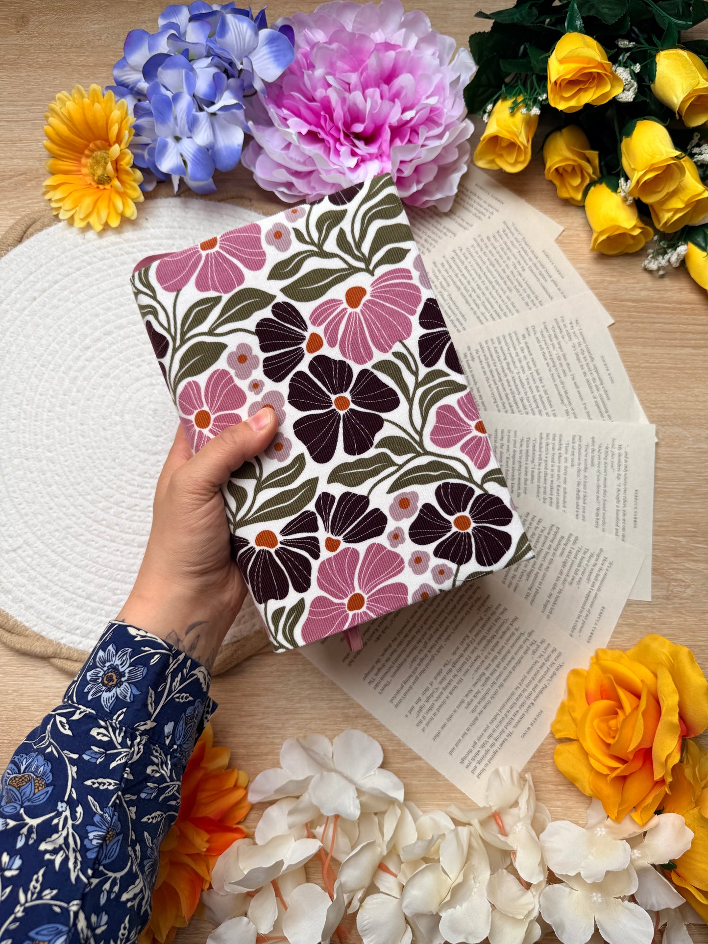 Couvre-livre - Velours Fleuri