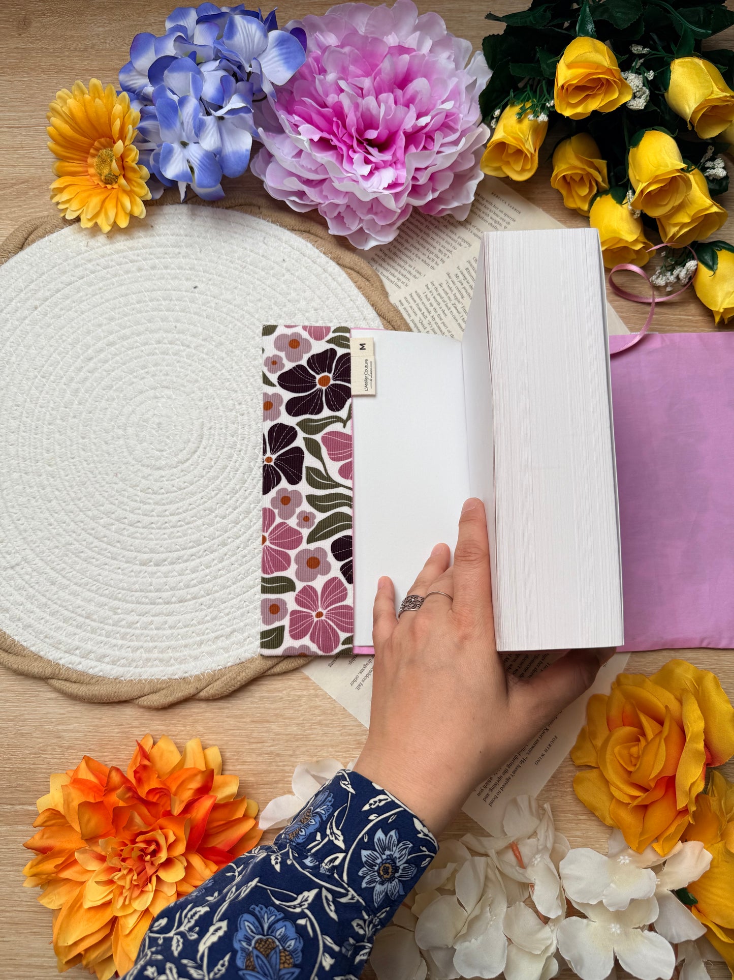 Couvre-livre - Velours Fleuri