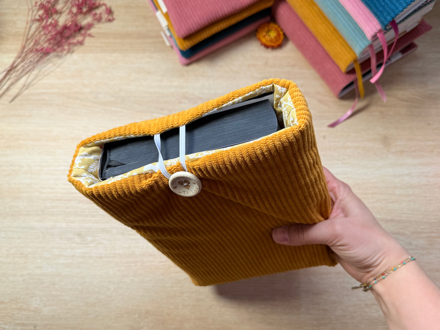 Pochette à livre - Velours Moutarde
