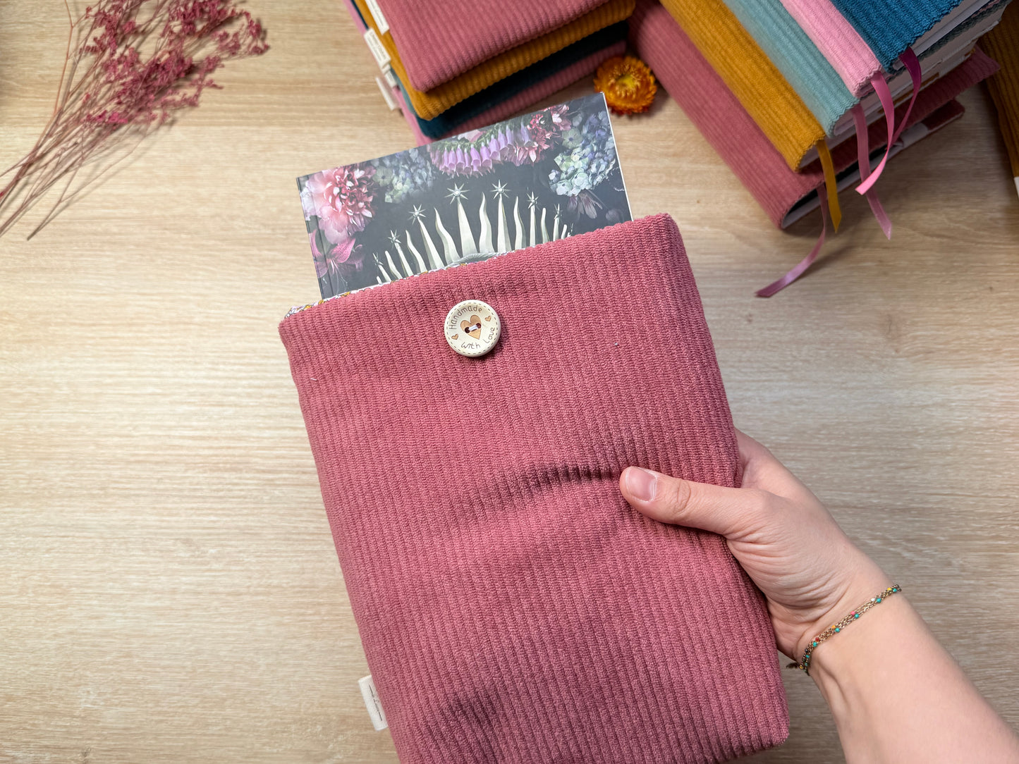 Pochette à livre - Velours Vieux Rose