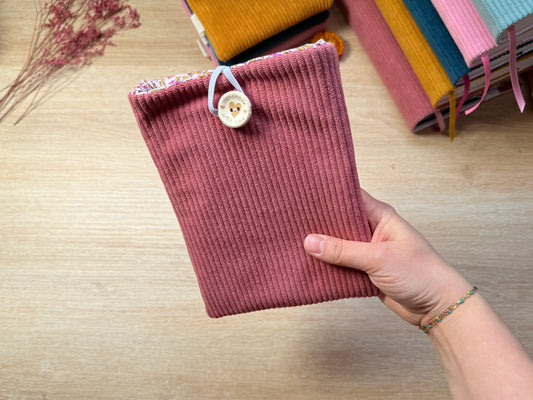 Pochette à Liseuse - Velours Vieux Rose
