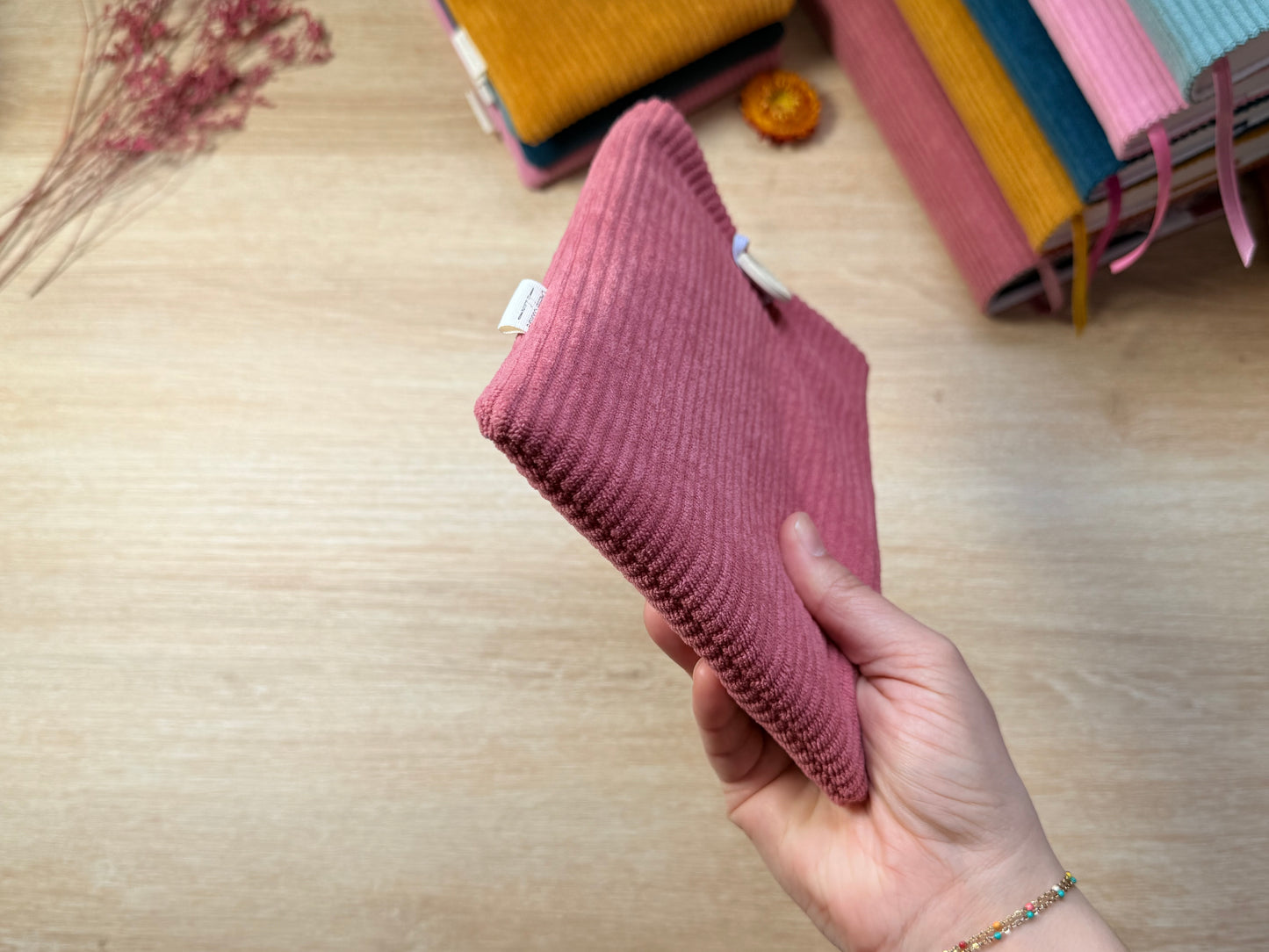 Pochette à Liseuse - Velours Vieux Rose