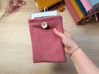 Pochette à Liseuse - Velours Vieux Rose