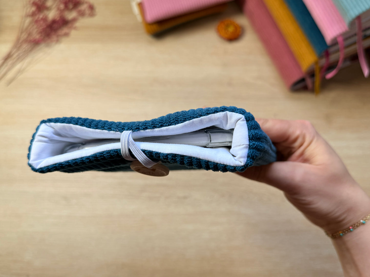 Pochette à Liseuse - Velours Pétrole