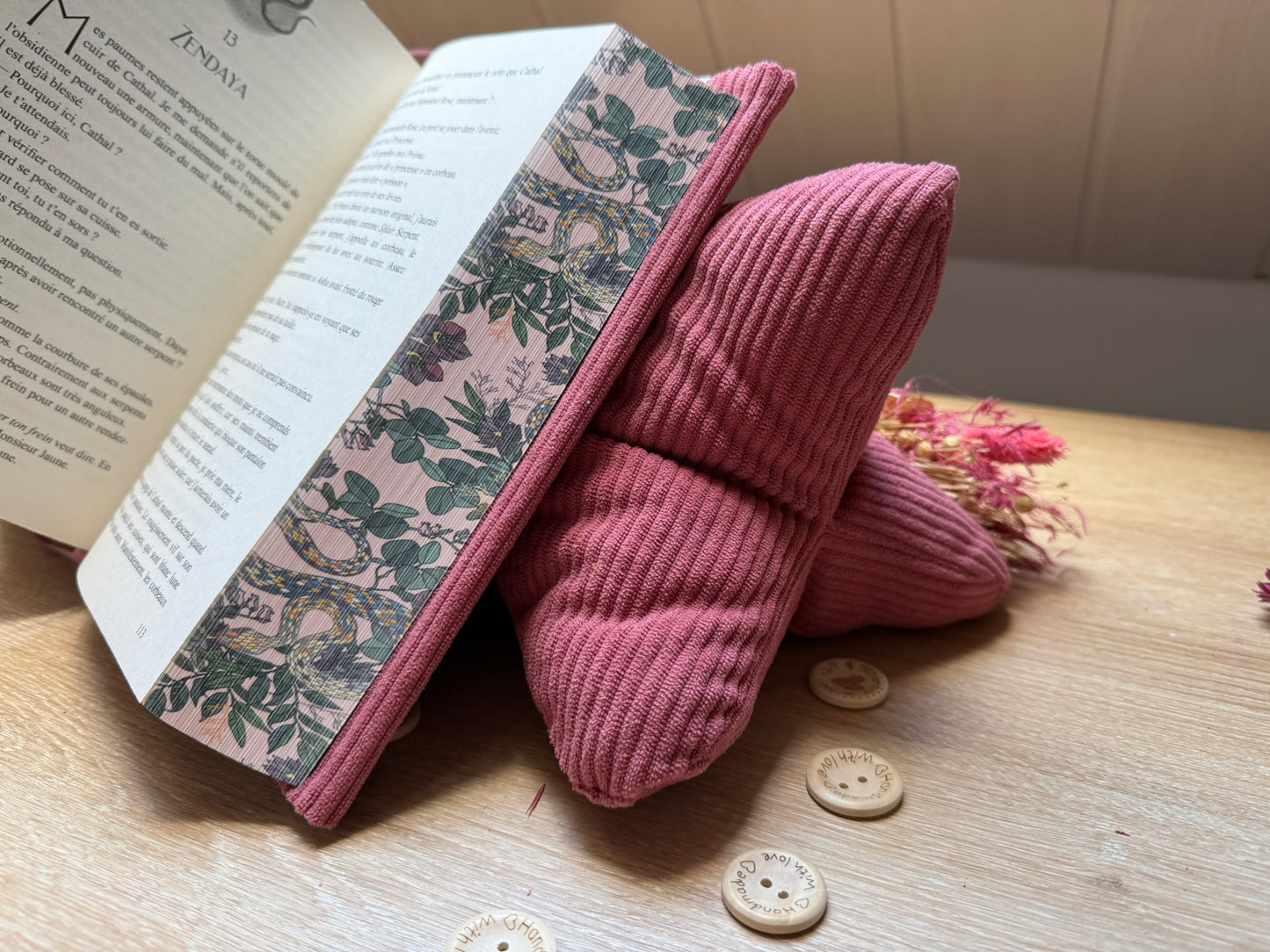 Coussin de Lecture - Velours Rose