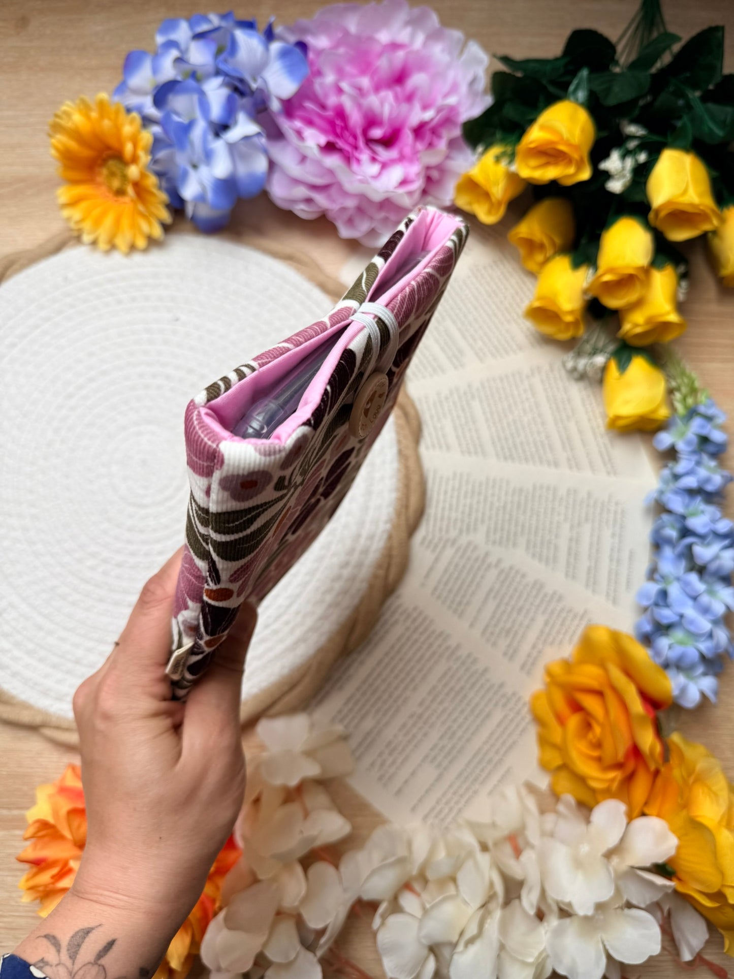 Pochette à Liseuse - Velours fleuri